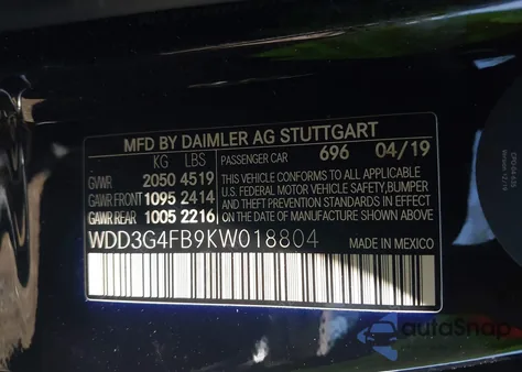 2019 Mercedes-Benz A 220 4Matic из США, поврежденный, VIN WDD3G4FB9KW018804